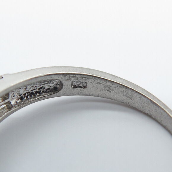 925 Sterling Silver White & Blue C Z Ring Size 8.75 - Picture 6 of 8